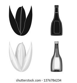 Vector illustration of crop and ecological sign. Collection of crop and cooking stock vector illustration.