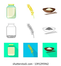 Vector illustration of crop and ecological sign. Collection of crop and cooking stock vector illustration.