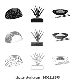 Vector illustration of crop and ecological sign. Collection of crop and cooking stock vector illustration.