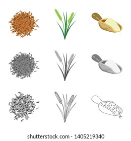 Vector illustration of crop and ecological sign. Collection of crop and cooking stock vector illustration.