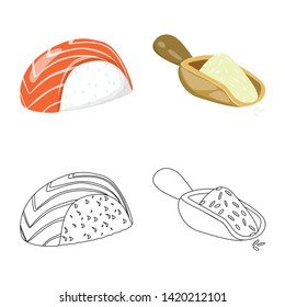 Vector illustration of crop and ecological sign. Collection of crop and cooking stock symbol for web.
