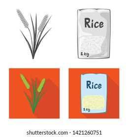 Vector illustration of crop and ecological sign. Set of crop and cooking vector icon for stock.