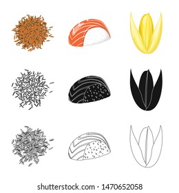 Vector illustration of crop and ecological sign. Collection of crop and cooking vector icon for stock.
