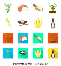 Vector illustration of crop and ecological symbol. Collection of crop and cooking vector icon for stock.