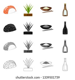 Vector illustration of crop and ecological symbol. Collection of crop and cooking stock vector illustration.