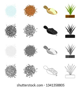 Vector illustration of crop and ecological symbol. Set of crop and cooking stock symbol for web.