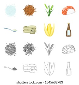 Vector illustration of crop and ecological symbol. Collection of crop and cooking vector icon for stock.