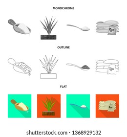 Vector illustration of crop and ecological symbol. Set of crop and cooking vector icon for stock.