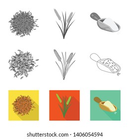 Vector illustration of crop and ecological symbol. Set of crop and cooking vector icon for stock.