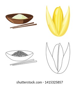 Vector illustration of crop and ecological symbol. Collection of crop and cooking stock symbol for web.