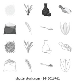 Vector illustration of crop and ecological symbol. Collection of crop and cooking vector icon for stock.