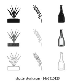 Vector illustration of crop and ecological symbol. Collection of crop and cooking stock vector illustration.