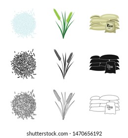 Vector illustration of crop and ecological symbol. Set of crop and cooking stock symbol for web.