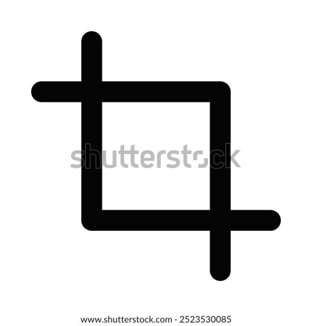 Vector illustration of a crop tool icon, representing image editing, adjustment, and customization for creative projects. Editable stroke.