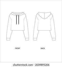 vector illustration of a cropped hoodie. Hoodie template design. Jacket with a hood vector art. 