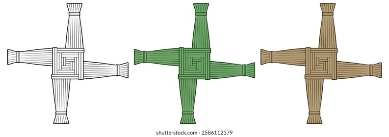 Vector illustration. Cross of Brigid. Symbolism of the pagan holiday Imbolk. Isolated on white.