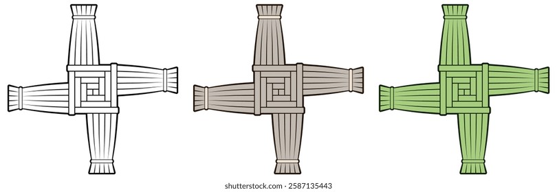 Vector illustration. Cross of Brigid. Symbolism of the pagan holiday Imbolk. Isolated on white.