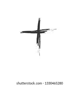 Vector illustration of cross drawn with ash