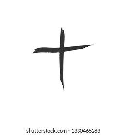 Vector illustration of cross drawn with ash