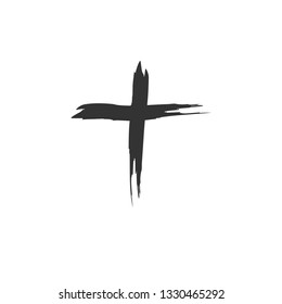 Vector illustration of cross drawn with ash