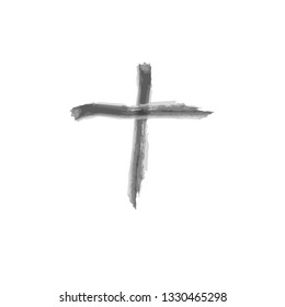 Vector illustration of cross drawn with ash