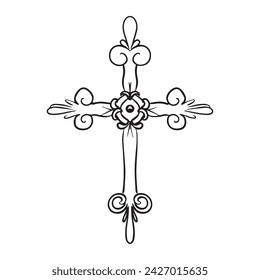 Vector illustration cross graphic design,art tattoo sketch,hand drawing,use in printing