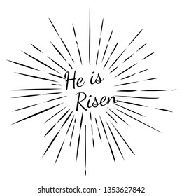 vector illustration of a cross with He is Risen text.