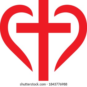 Vector illustration of the cross heart