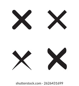 Vector illustration of cross icon set isolated on white background
