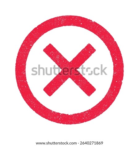 Vector illustration of cross inside circle in red ink stamp