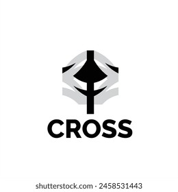 vector illustration of a cross logo icon with a modern minimalist concept, suitable for religious communities