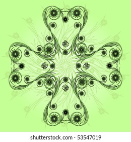 vector illustration of a cross made with floral ornament