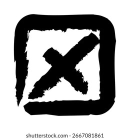 Ilustración vectorial de una marca cruzada en una caja.