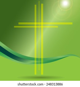 Vector illustration of a cross on a green background.