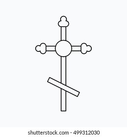 Vector illustration of cross. Religion icon. Silhouette. Flat style.