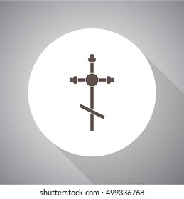 Vector illustration of cross. Religion icon. Silhouette. Flat style.