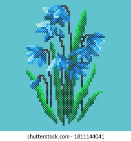 ilustración vectorial cruza stitcg flores de primavera temprana