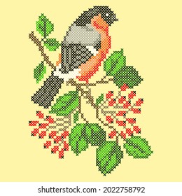 vector illustration cross stitch bird