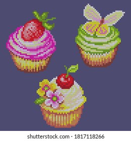 Vektorgrafik-Kreuzstich-Kuchen