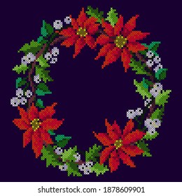 vector illustration cross stitch christmas decor