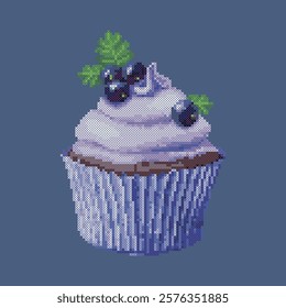 vector illustration cross stitch cupcake
