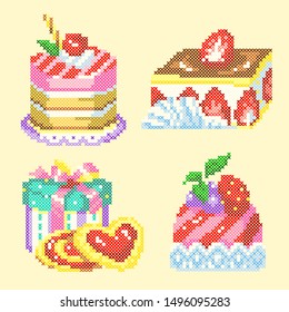 vector illustration cross stitch dessert