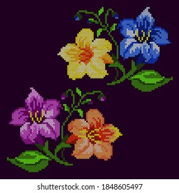 vector illustration cross stitch floral ornament