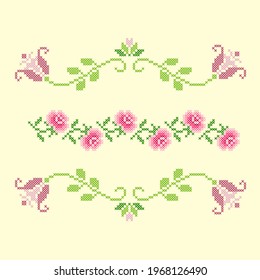 vector illustration cross stitch floral ornament