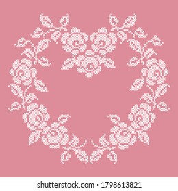 vector illustration cross stitch frame