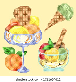 vector illustration cross stitch ice cream