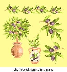 vector illustration cross stitch olive