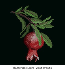 vector illustration cross stitch pomegranate