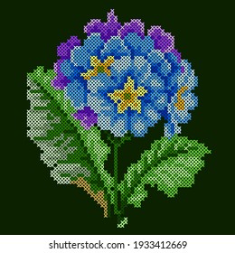 vector illustration cross stitch primrose
