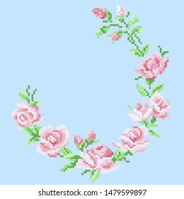vector illustration cross stitch roses